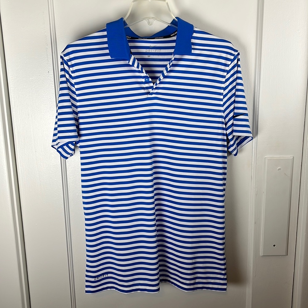 Nike Golf Polo Blue White Stripes Size Small Dri-fit Blue Color Men’s Sport